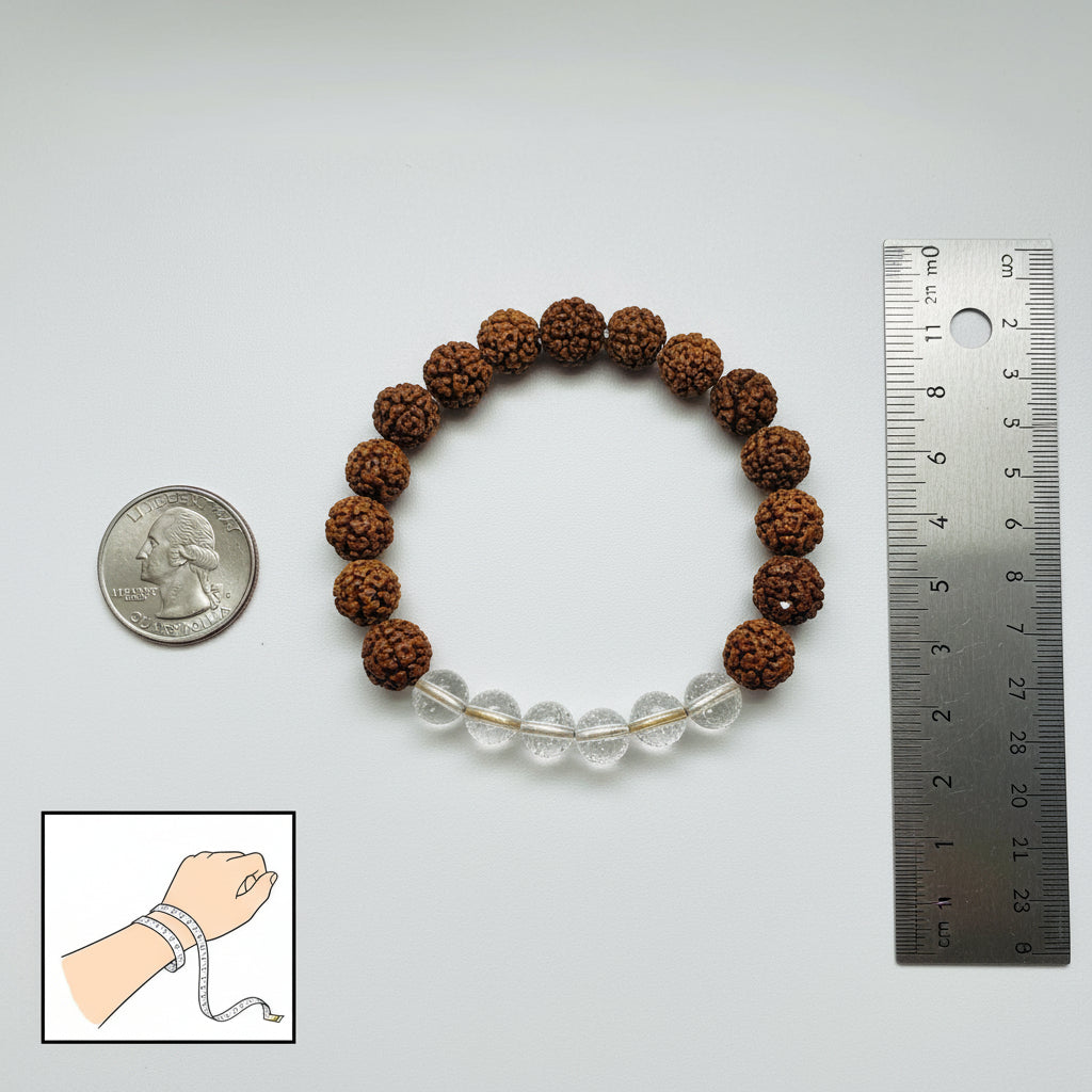 Kashi Siddh Rudraksha Bracelet With Clear Quartz