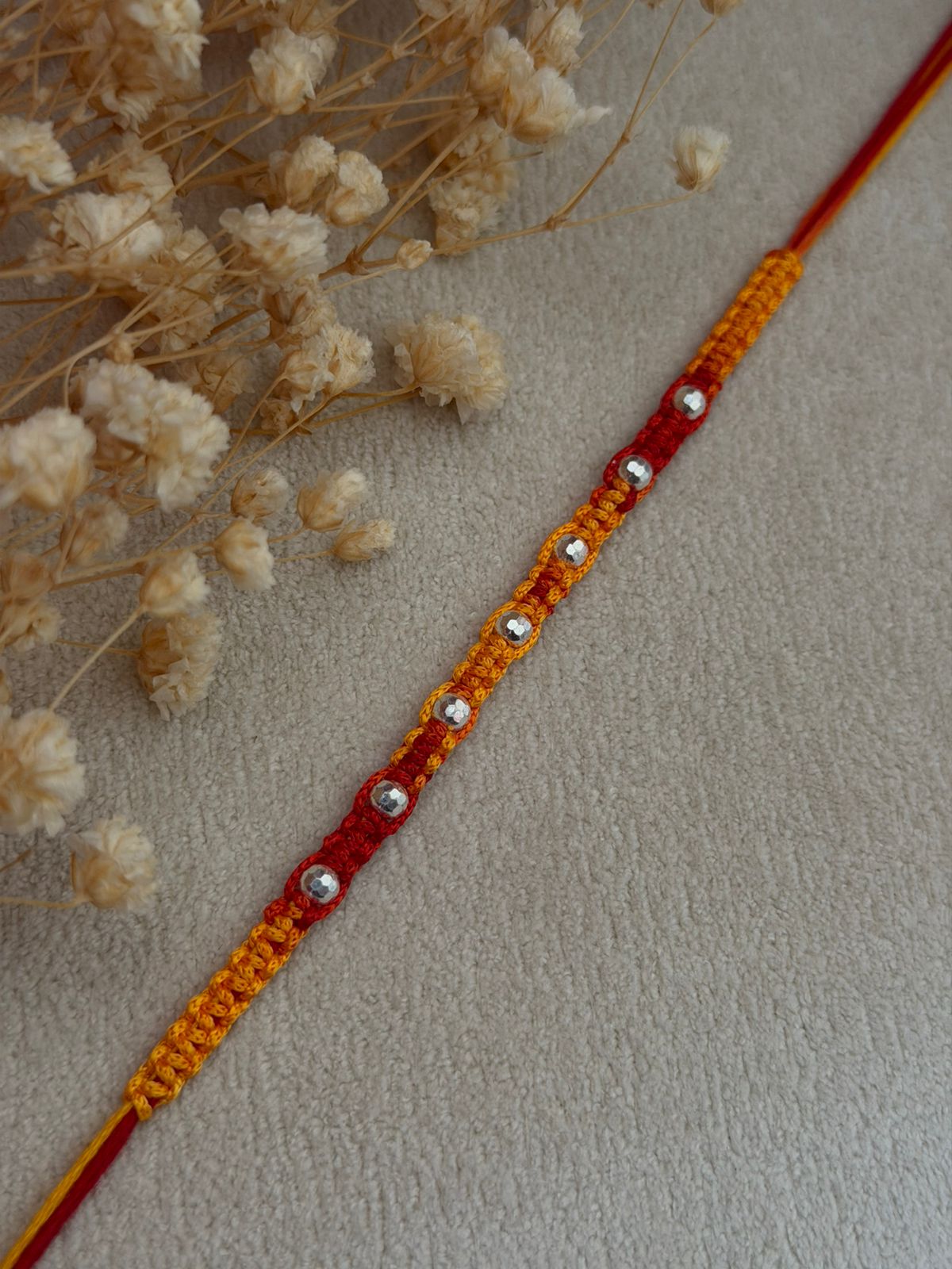 7 CNC Balls Silver Rakhi (Moli Dhaga)