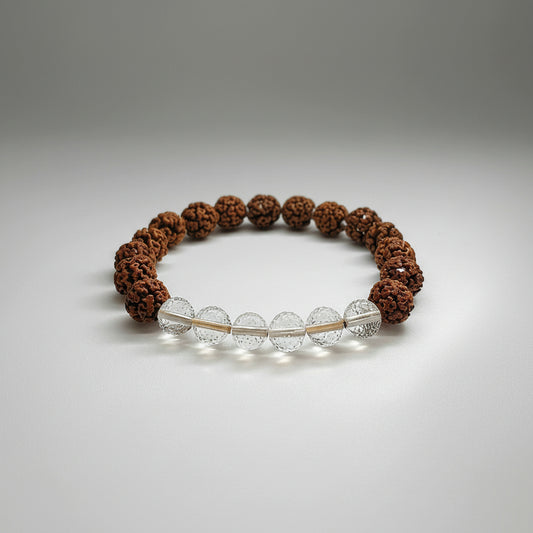 Kashi Siddh Rudraksha Bracelet With Clear Quartz