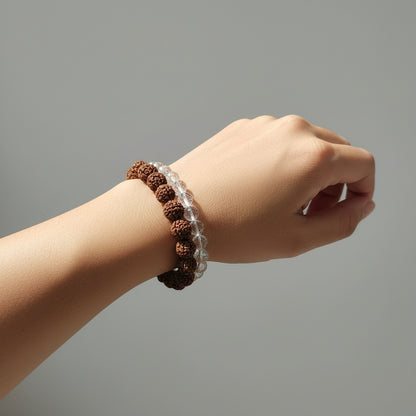 Kashi Siddh Rudraksha Bracelet With Clear Quartz