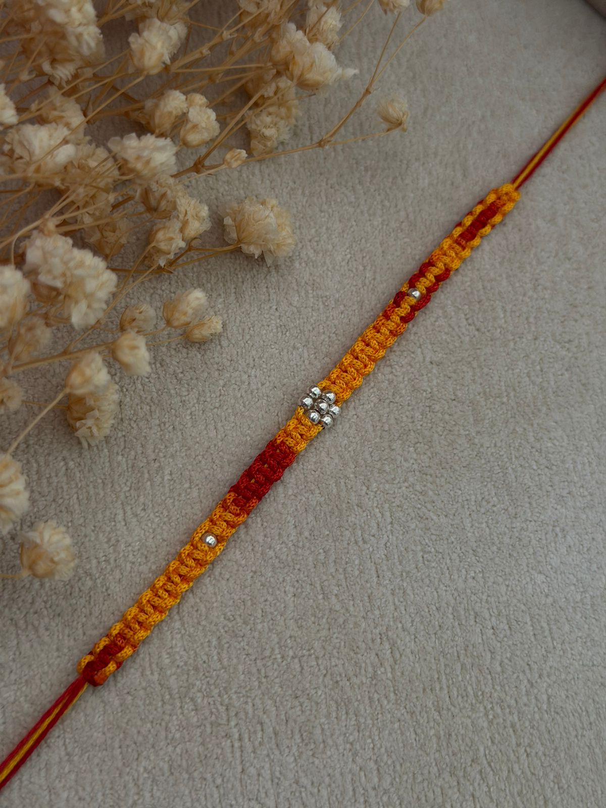 9 Silver Balls Silver Rakhi (Moli Dhaga)