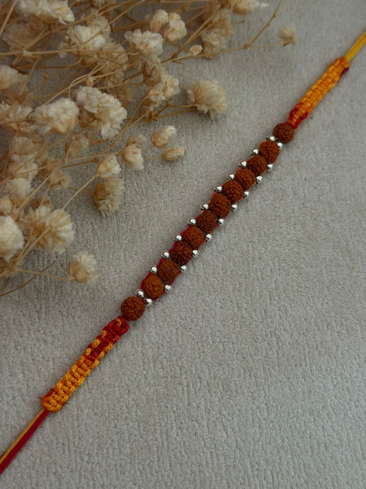 11 Rudraksha 22 Balls Silver Rakhi (Moli Dhaga)