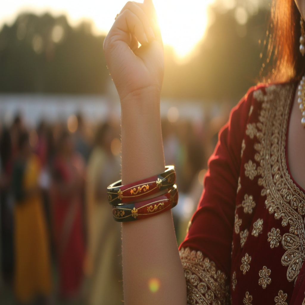 Red Green - 22 Carat Gold - Pola Bangles