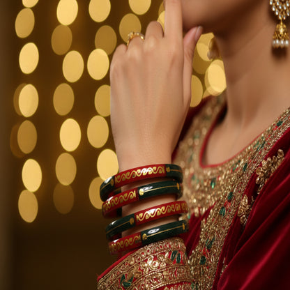 Red Green - 22 Carat Gold - Pola Bangles