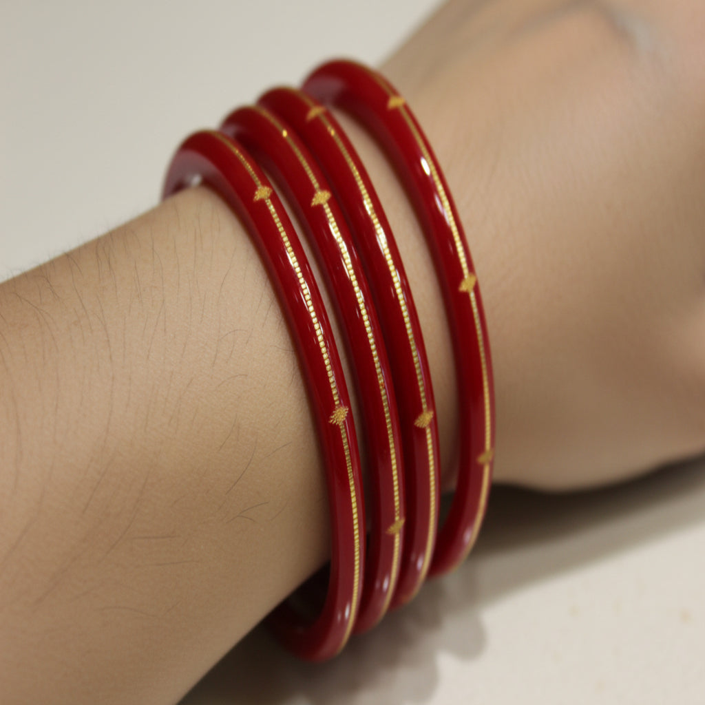 Single Line 4 Set - 22 Carat Gold - Pola Bangles