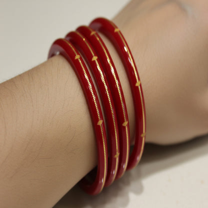 Single Line 4 Set - 22 Carat Gold - Pola Bangles