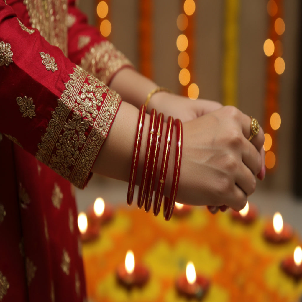 Single Line 4 Set - 22 Carat Gold - Pola Bangles