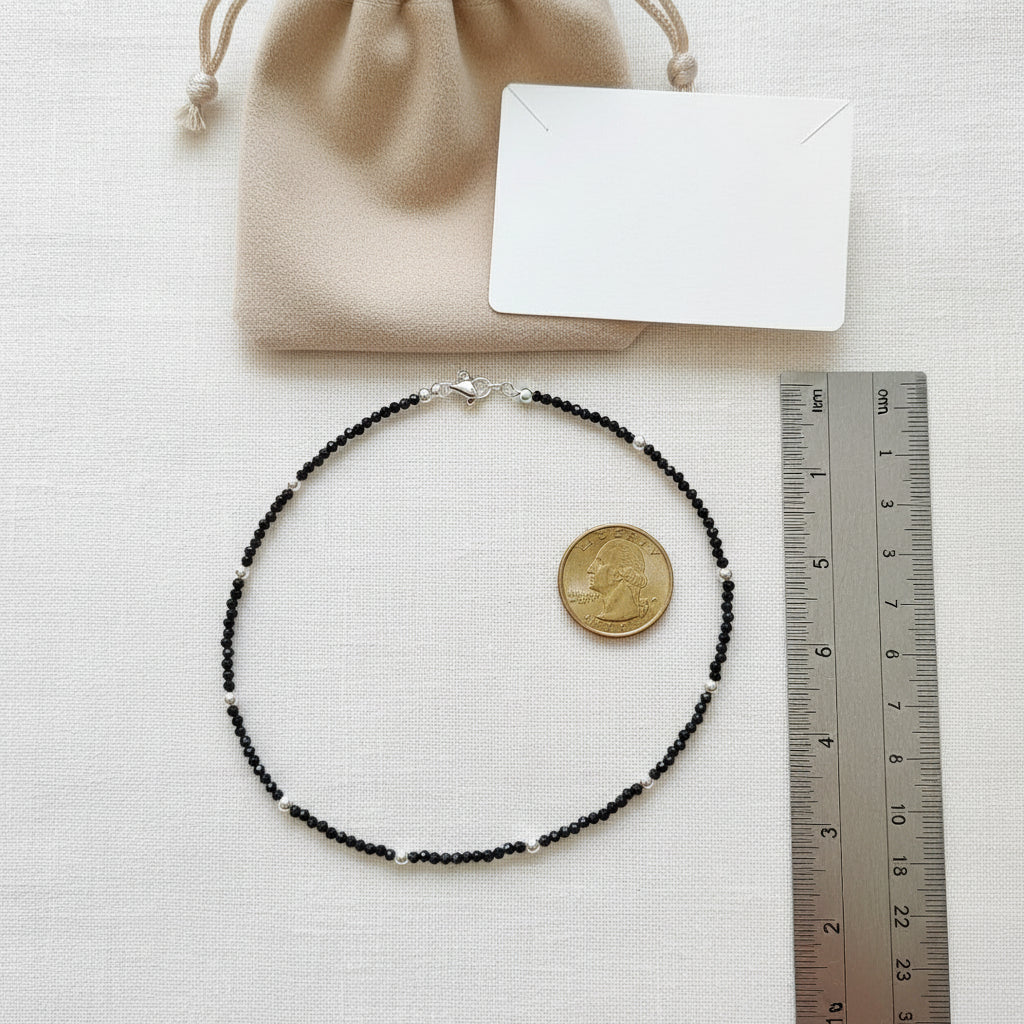 Black Beads Silver Ball