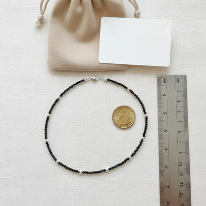 Black Beads Silver Ball