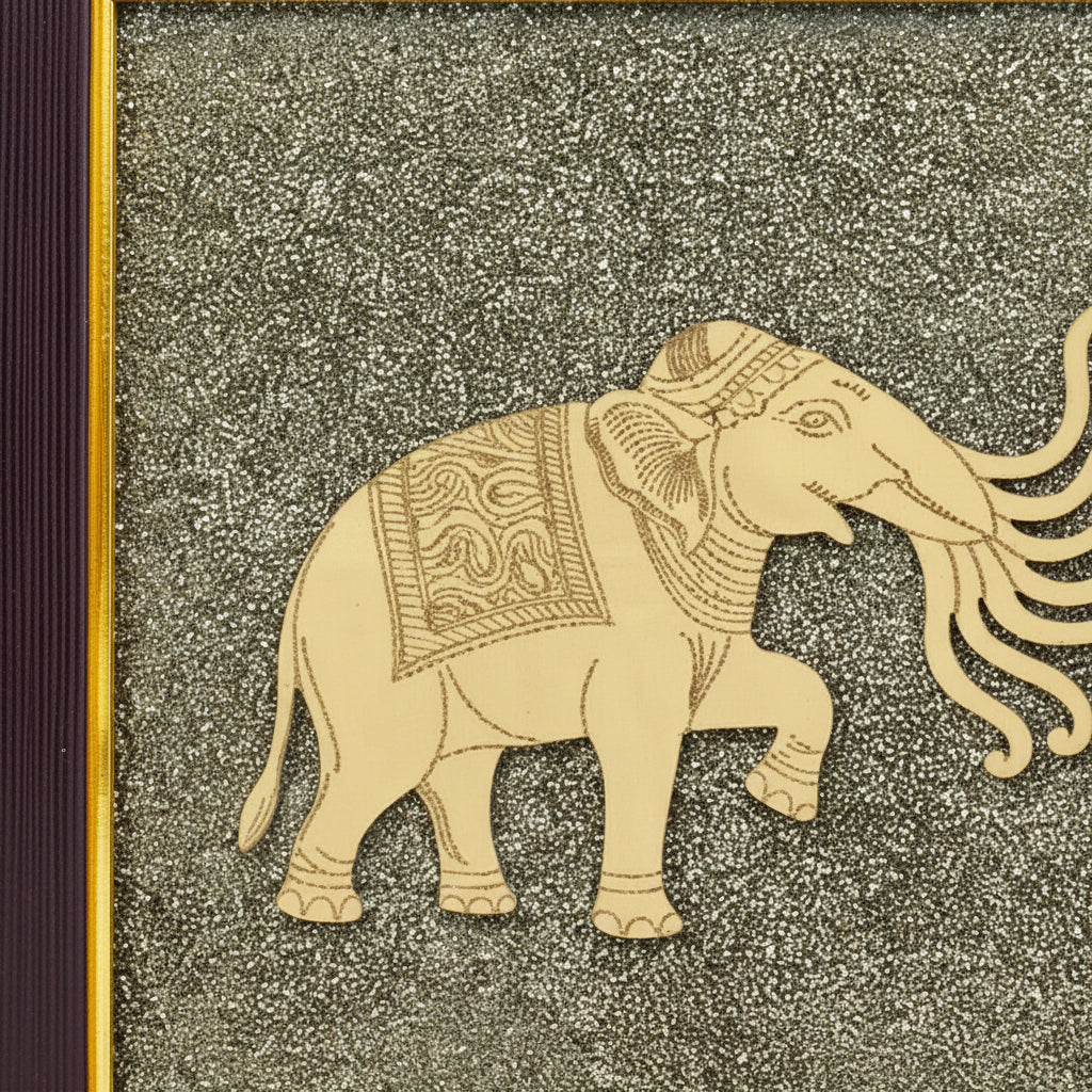 Seven Trunk Elephant On Raw Pyrite Frame