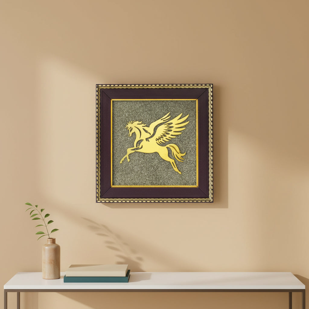 Flying Horse On Raw Pyrite Frame