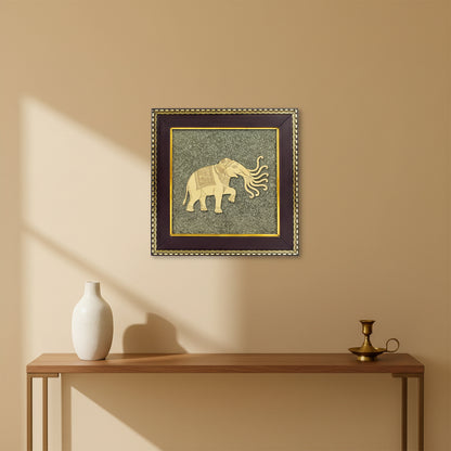 Seven Trunk Elephant On Raw Pyrite Frame