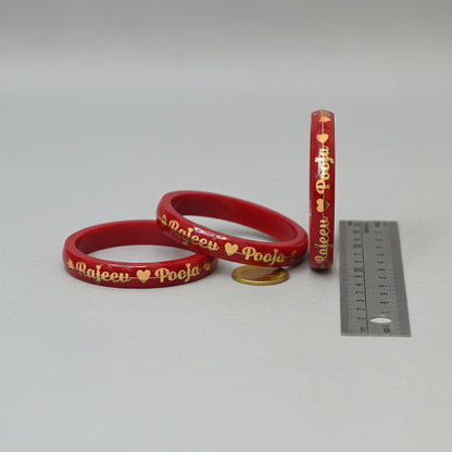 Customised Couple Name Bangle - 22 Carat Gold Pola Bangle