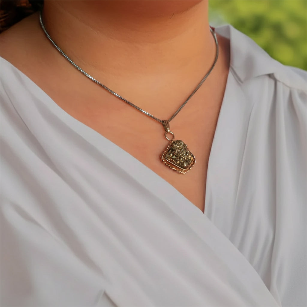 Raw Pyrite Locket Original